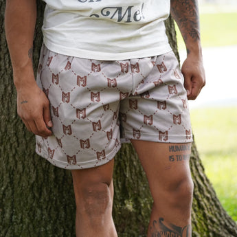 Tan MJM Designer Custom Print Shorts