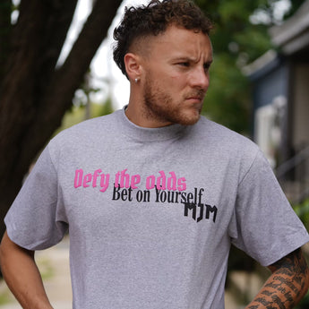 Grey And Pink Defy The Odds Heavyweight MJM Tee