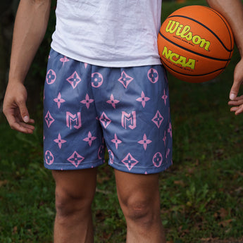 Grey and Pink MJM Custom Print Shorts