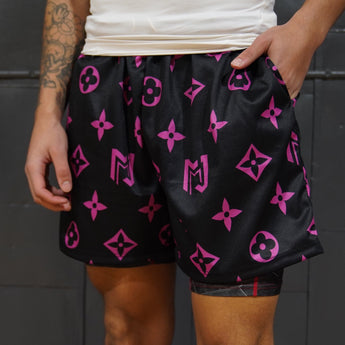 Black & Pink MJM Custom Print Shorts