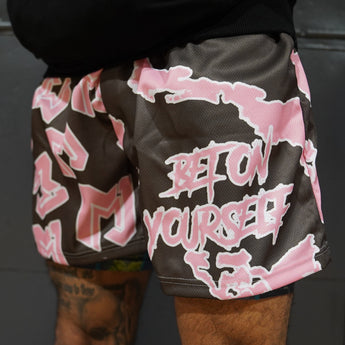 Pink & Brown B.O.Y. Tie Dye Split Shorts