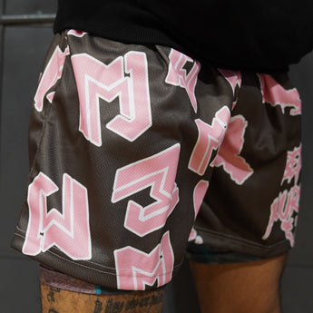 Pink & Brown B.O.Y. Tie Dye Split Shorts