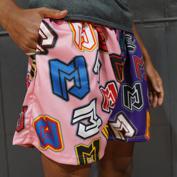 Purple & Pink MJM Logo Split Shorts