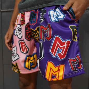 Purple & Pink MJM Logo Split Shorts