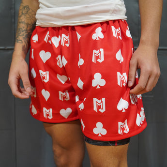 Red & White MJM Playing Card Shorts