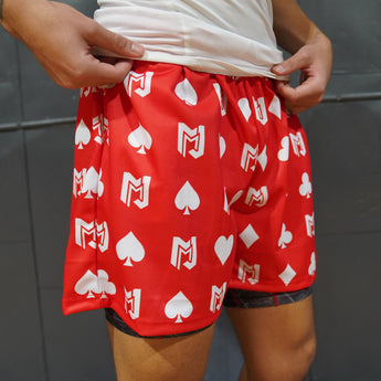 Red & White MJM Playing Card Shorts