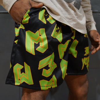 Green & Black B.O.Y. Tie Dye Split Shorts