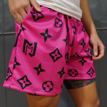 Pink & Black MJM Custom Print Shorts