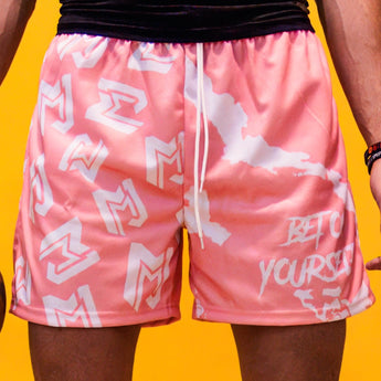 Pink & White B.O.Y. Tie Dye Split Shorts