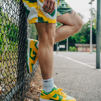 Green and White Tie Dye Shorts