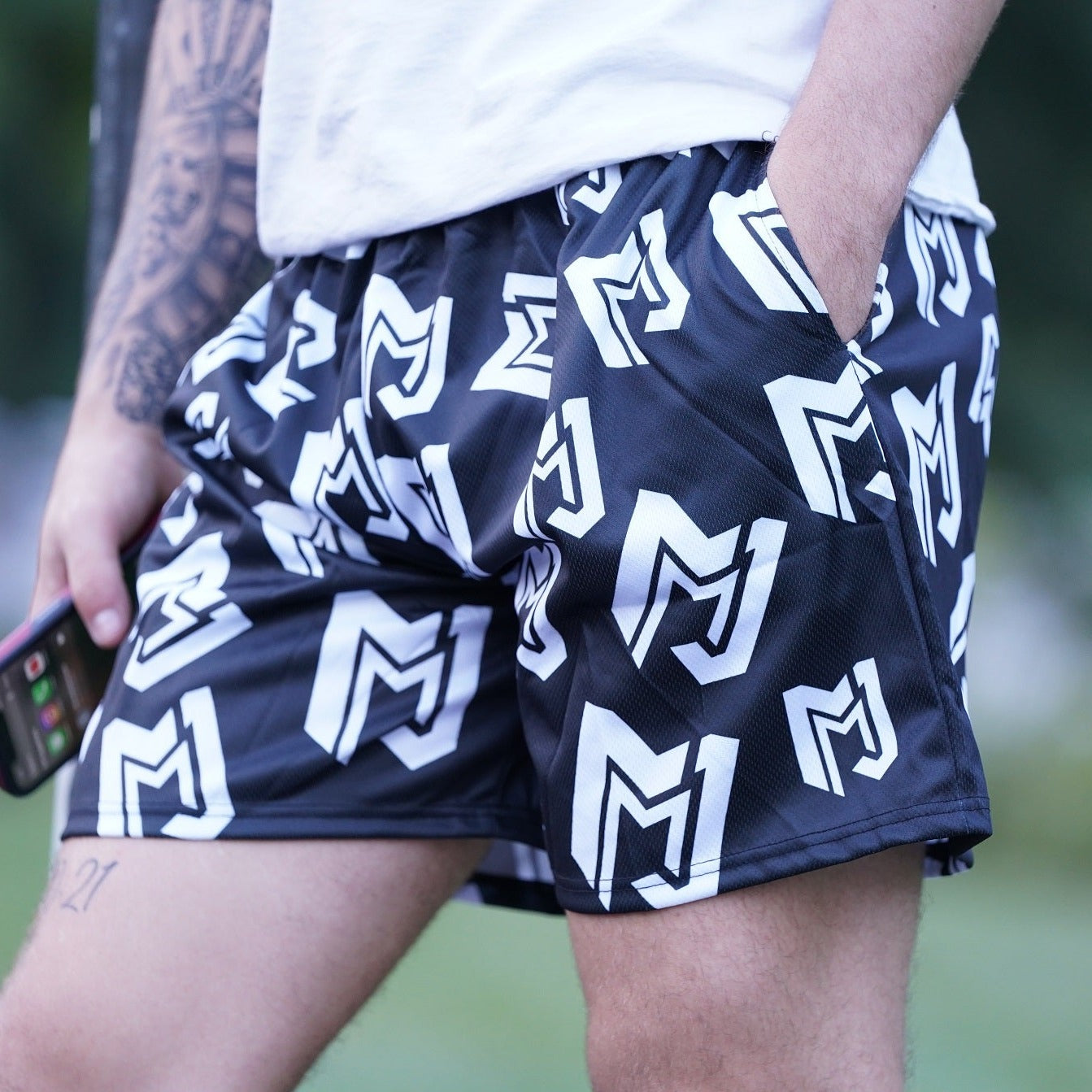 Black and Grey MJM Custom Print Shorts – MJM Hoops